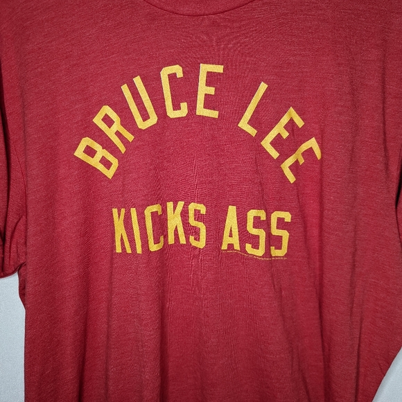 2for$30 Bruce Lee Kicks Ass Red Tee with Yellow Letters Size XXL - Picture 9 of 10